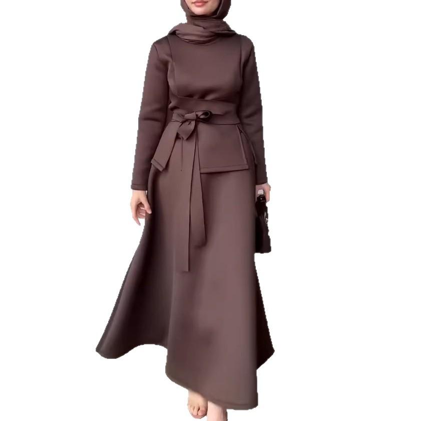 Cross-border Europe, America, Amazon autumn new women's clothing commuting fashion temperament lace-up base comfortable dress