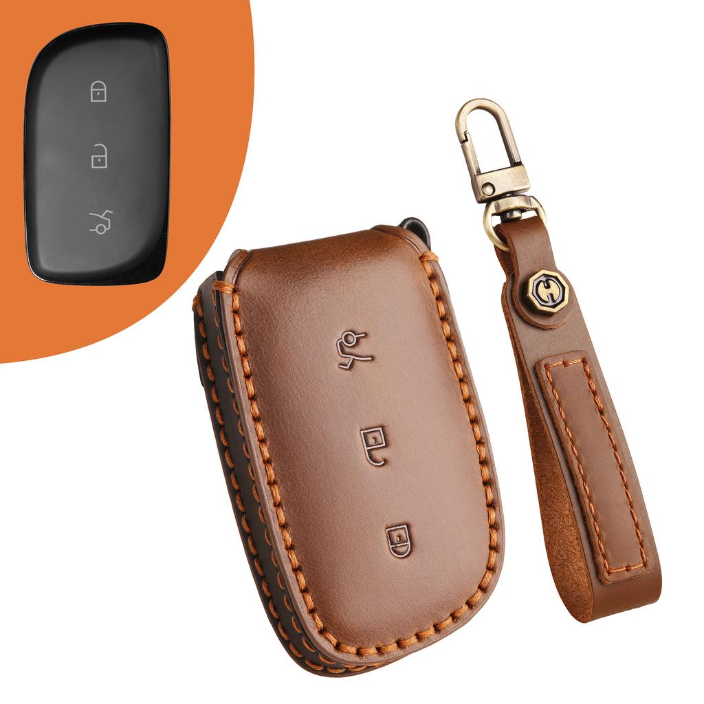 Suitable for 25 Lynk & Co Z20 Z10 Leather Car Key Cover, Lynk & Co 900 Goat Leather Smart Card Cover, Genuine Leather.