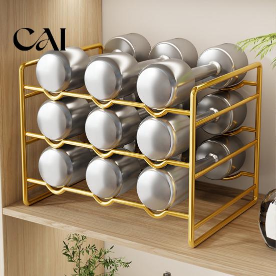 Stable Bottle Rack Iron Wine Rack, Curved Grooves, Countertop Cabinet Storage Shelf, Compact Kitchen Pantry Metal Holder, for Cupboard And Stand