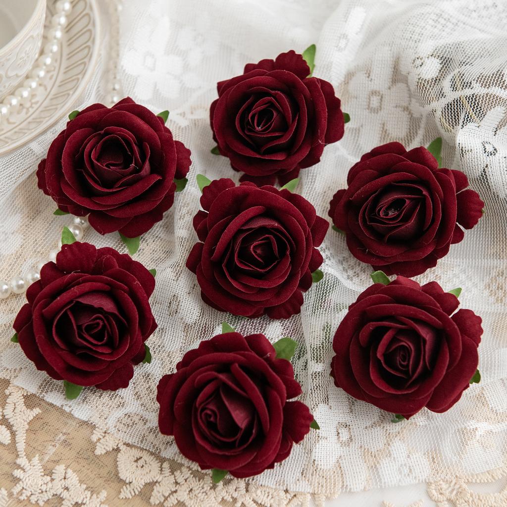 10/30pcs Artificial Flowers Home Room Table Wedding Bride Wrist Silk Roses Head Material Diy Gift Box Festival Decorative Wreath