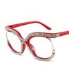 Large Frame With Diamond Frames Fashion Owl Rainbow Flat Mirror der Spice Girl New Anti-blue Womean Glasses