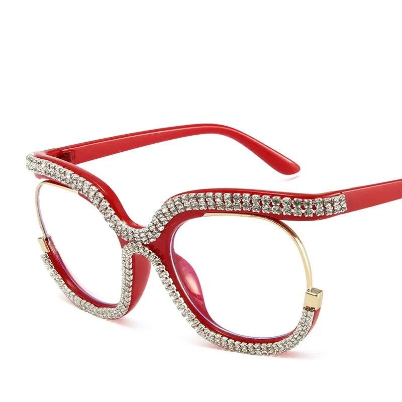 Large Frame With Diamond Frames Fashion Owl Rainbow Flat Mirror der Spice Girl New Anti-blue Womean Glasses