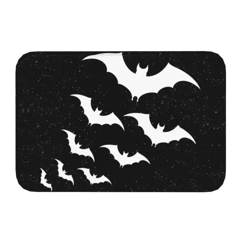 Skull Damask Pattern Doormat Non-Slip Entrance Bathroom Kitchen Door Floor Mat Halloween Witch Goth Occult Toilet Carpet Rug