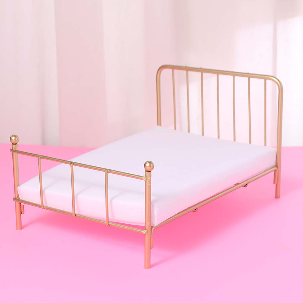 Iron Frame Doll Bed Furniture 1:12 Scale Mini Bed Model Dollhouse Bed  Dollhouse Accessories