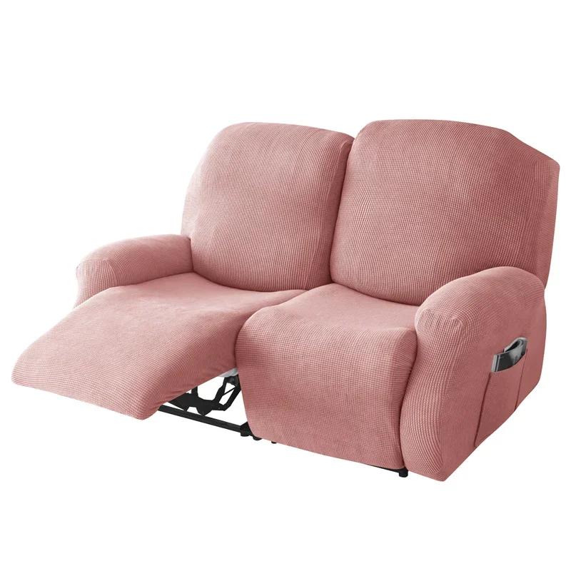6pcs Solid Color Recliner Sofa Cover Elastic All-inclusive Couch Coushion Case Soft Pet-friendly Protective Case for Living Room
