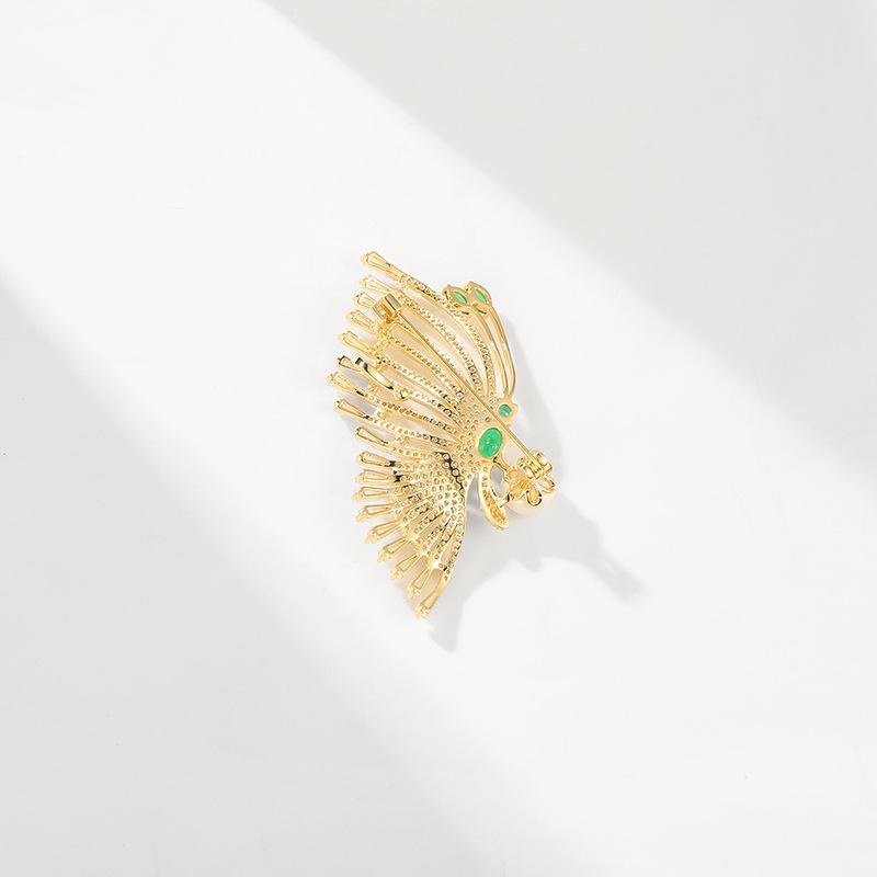 Copper Zirconia Butterfly Brooch with Freshwater Pearl - Dual-Use Insect Pin Pendant Corsage Accessory