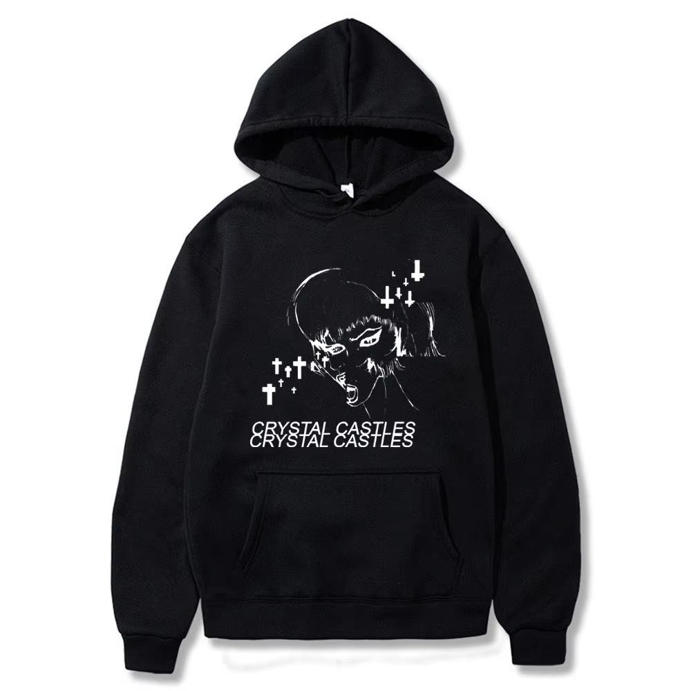 Men Women Hip Hop Vintage Rock Oversized Hoodies Crystal Castles Hoodie Male Casual Fleece Sweatshirt Men's 90s Gothic Clothes