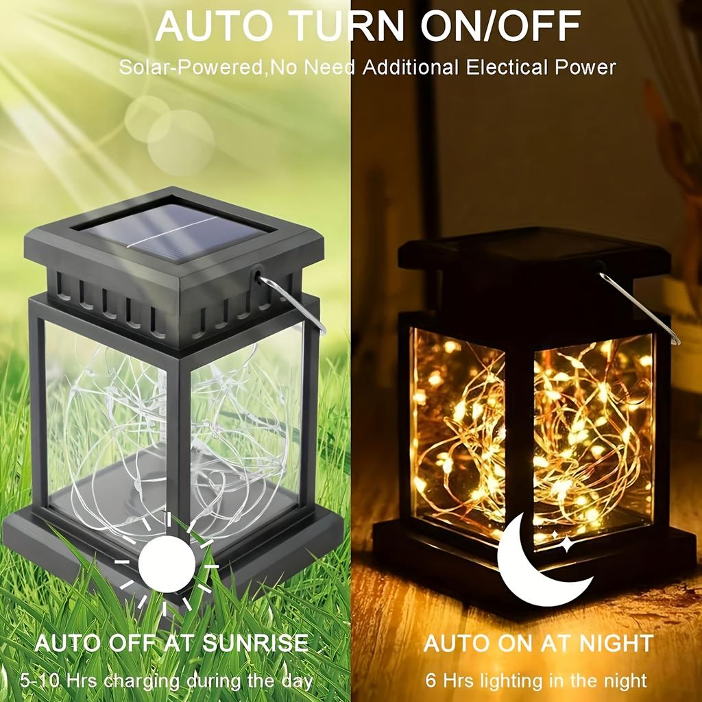 1/2PCS Solar Camping Handheld Lantern, Flashing Flame-free LED Light, Garden Outdoor Hanging Decoration, Warm White Light/RGB