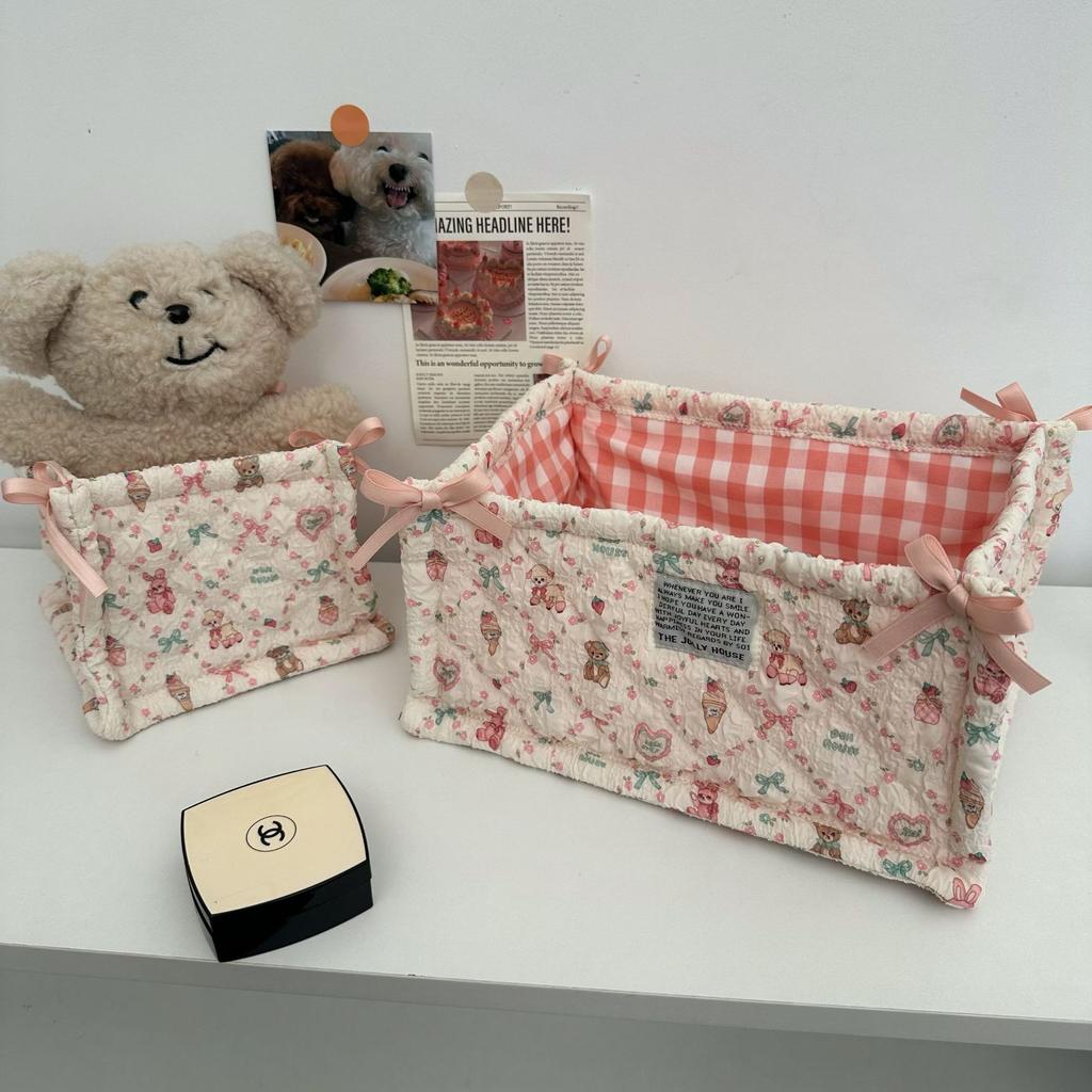 NS Fabric Storage Basket Desktop Snack and Miscellaneous Storage Basket Large Capacity Makeup and Skincare Product Sorting Bag