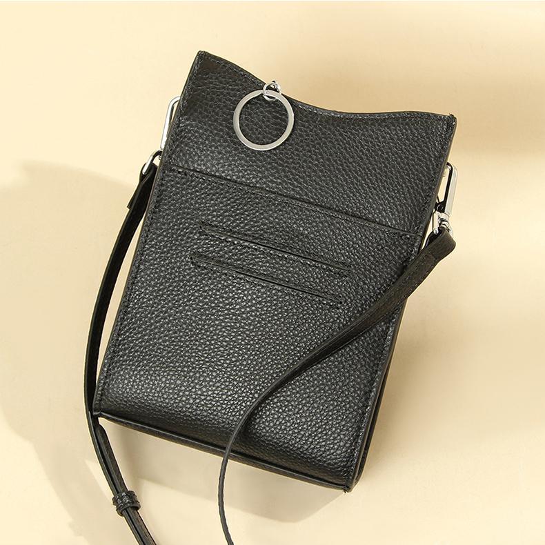 Japanese Genuine Leather Mobile Phone Bag New Simple Crossbody Shoulder Bag