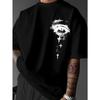 European Sizes Person Print T-Shirt - Breathable Streetwear Summer Tee with Face Covering