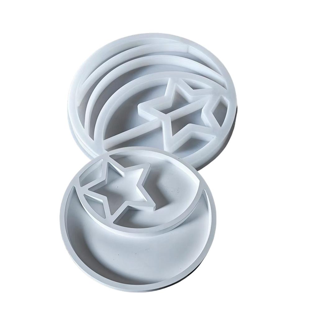 Sturdy Star and Moon Silicone Mold Round Tray Home Accessory for Crafting Supplies and Creative Storage Solution