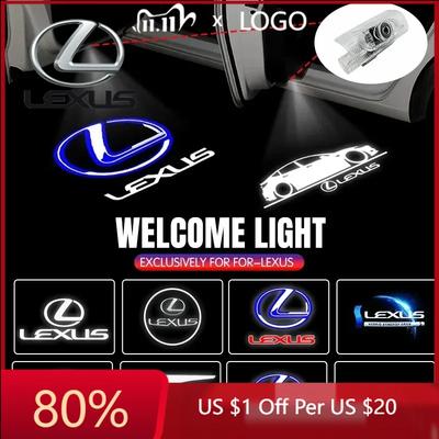 2026 Autocollants Intérieurs Chauds 2 LED Logo d'Emblème de Porte de Voiture Style Pour LS600hL GX470 GX460 GX400 LX470 LX570 RX270 RX300 RX450h