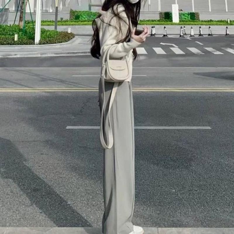 Temperamentvolle Göttin Damen Herbst Anzug Set: Elegante Weitbein-Hosen Zweiteiler