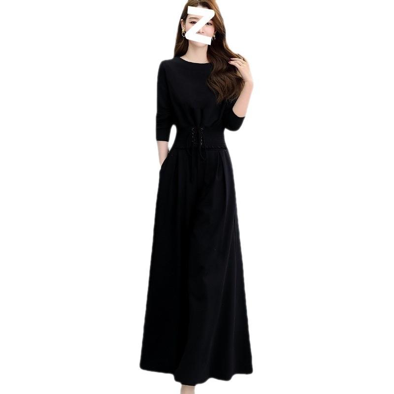 Spring and Autumn Plus Size Goddess Style Two-piece Fashionable Age-reducing Temperament Royal Sister Loose Wide-leg Pants Suit for Women
