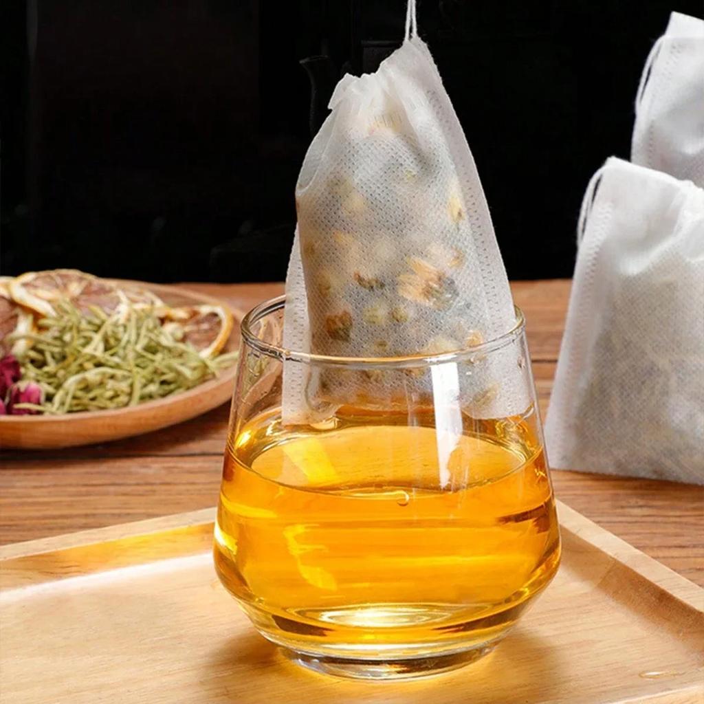 100pcs Tea Bags Disposable Filter Bags for Tea Infuser with String Heal Seal Food Grade Non-woven Fabric Empty Tea Filter Bags