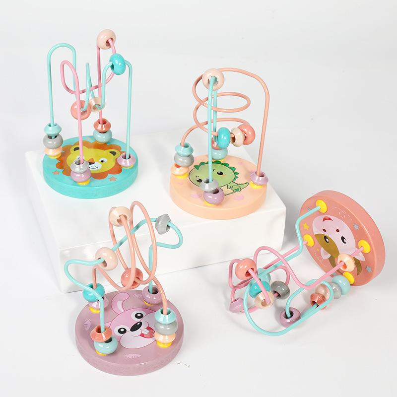 Maluch Labirynt z Koralików Zabawka Matematyczna Drewniana Mini Kółka Roller Coaster Abakus Dzieci Montessori Wczesna Nauka Edukacyjna Prezent dla Dzieci