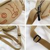 Cute Canvas Messenger Bag Japan Style Embroidery Fish Shape Portable Zippered Small Purses Handbags Mini Crossbody Bag