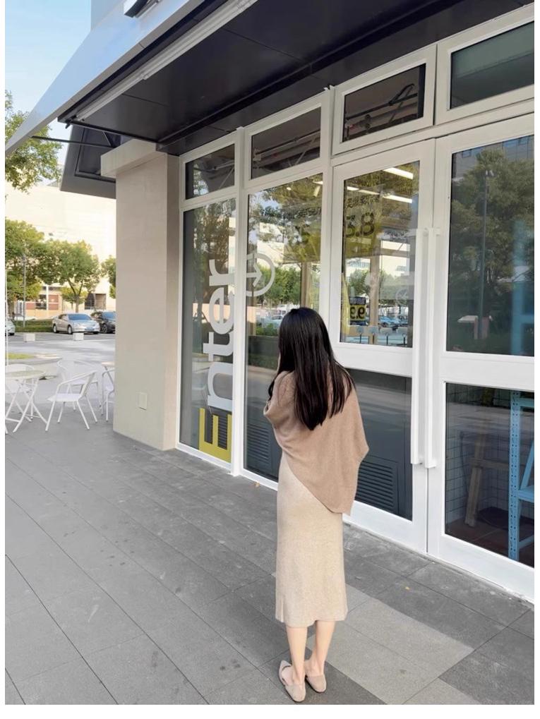 2024 Xale Capa Grande de Lã Merino Tricotada para Mulher