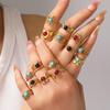 Bohemian Retro Titanium Steel Turquoise Geometric Ring for Women