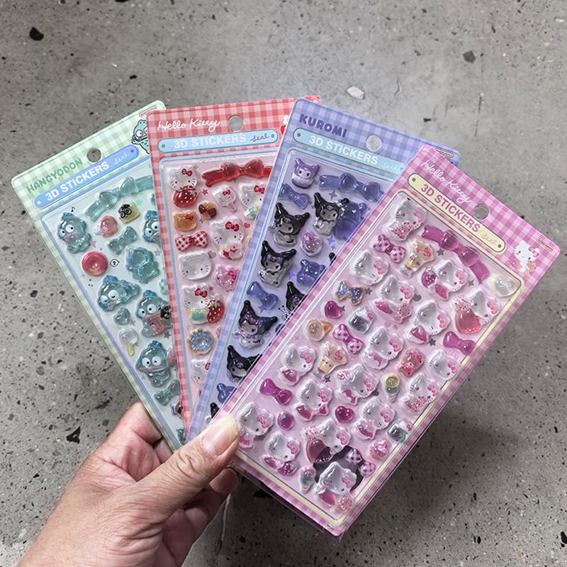 1/8Pcs 3D Sanrio Stickers Sanrio Kuromi Pochacco  My Melody Cinnamoroll Hangyodon Case Bag Decoration Birthday Gifts