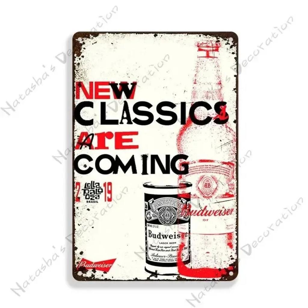 Budweiser Beer Metal Tin Sign 30x20cm, Vintage Advertising Wall Decor