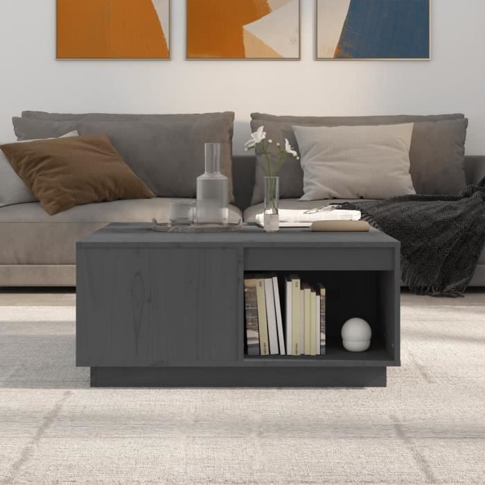 814526 vidaXL Table basse Gris 80x81x36,5 cm Bois massif de pin