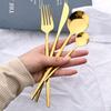 24Pcs Tableware Set Stainless Steel Dinnerware Knife Fork Spoon Dinner Flatware Kitchen Colorful Elegant Black Gold Cutlery Set