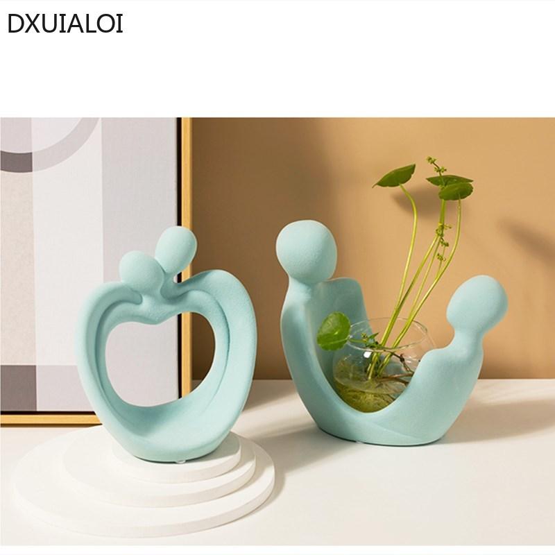Modern Minimalism Abstract Character Decorations Ceramic Couple Ornaments Valentine's Day Gift Home Decoration Accessories