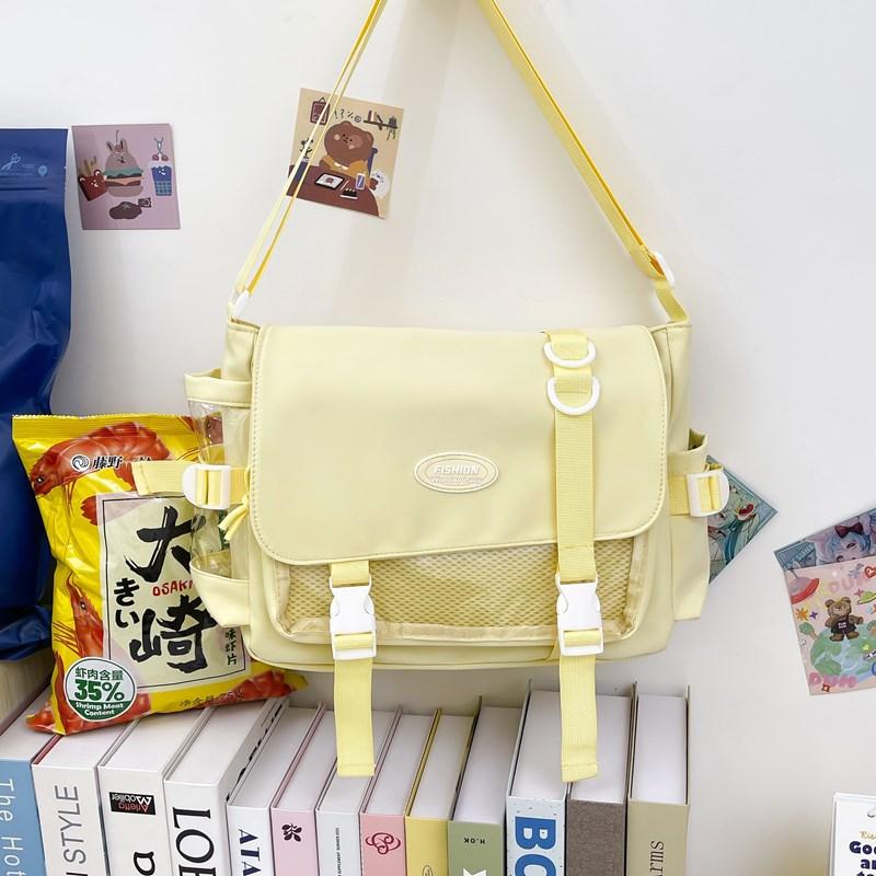 School Bag 2025 Large Capacity School Bag Mail Carrier Bag Transparent Versatile Simple Shoulder Bag High Value Messenger Bag