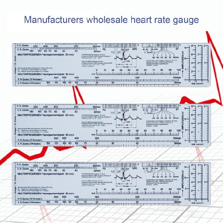Heart Rate Scale Ruler for Interpretation Measurement Tool Reference Ruler Tool, Transparent Electrocardiogram Ruler