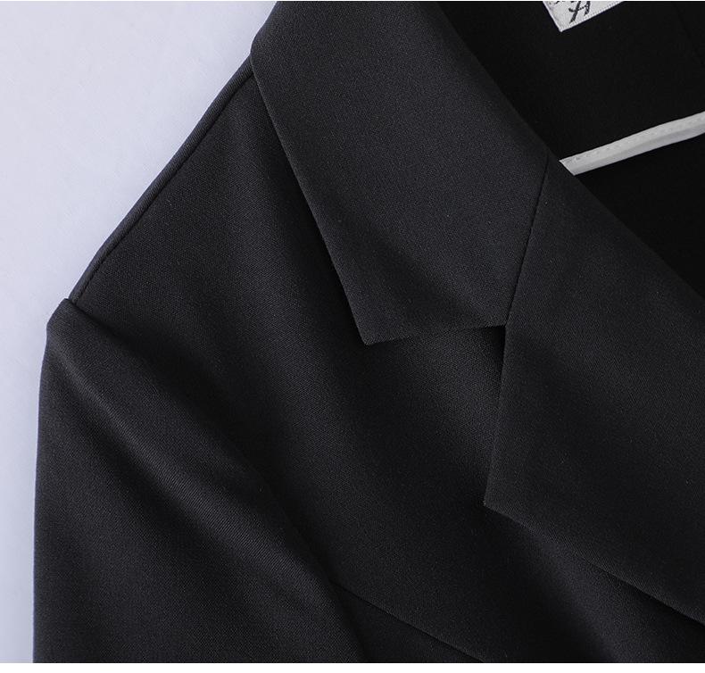 Premium Black Suit Dress for Women - Spring/Autumn Professional Goddess Style Salon Workwear