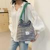 Large Capacity Fashionable Tote Bag For Women 2024 Street Style Trendy Grid Pattern Shoulder Bag