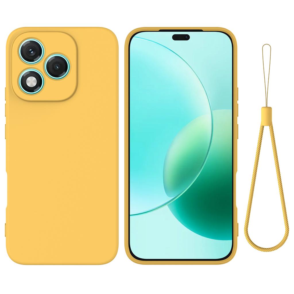Dla Honor 400 Lite 5G Etui z Płynnego Silikonu Pokrowiec na Tył Telefonu z Paskiem na Rękę