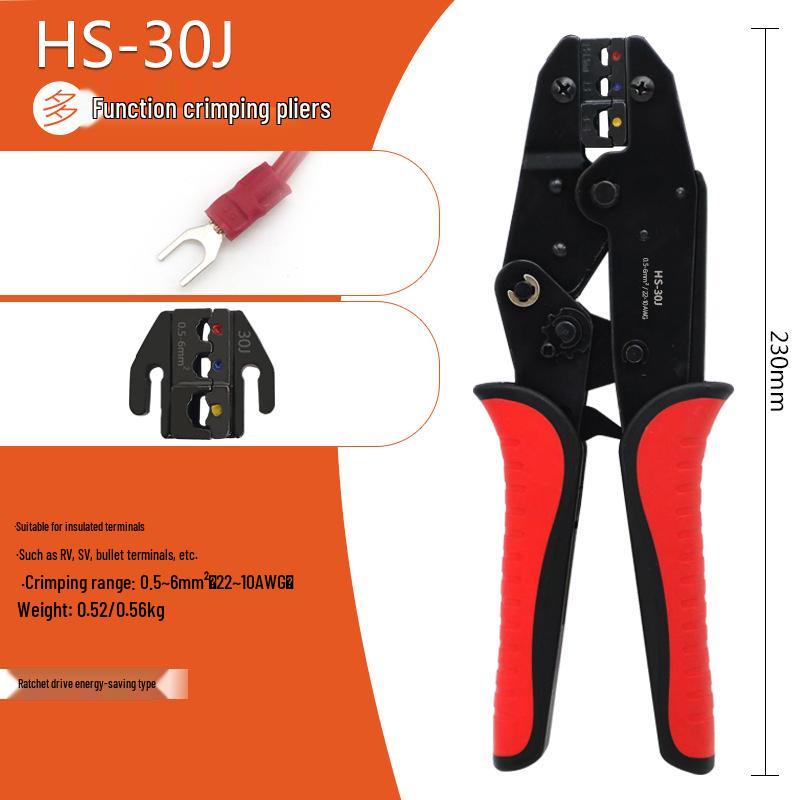 Pre-Insulated Terminal Ratchet Crimping Pliers Set for Electricians - HS-30J Model