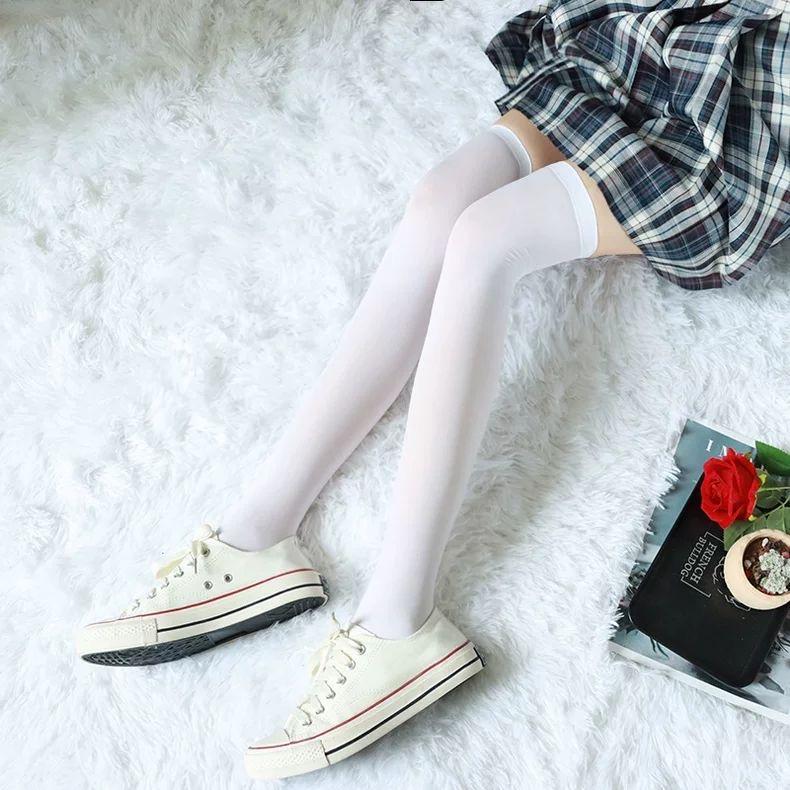 

120D Lolita Candy Color Thigh Fashion High Socks Over Knee Velvet Long Stockings Women Elastic Kawaii Tight Cosplay Party Socks One Size