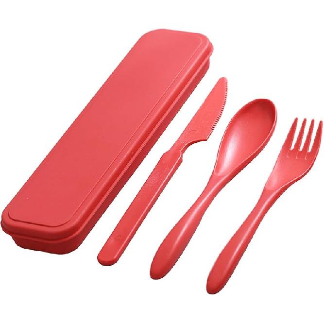 Travel Cutlery Set with Case, Portable Camping Cutlery Set Reusable Plastic Fork Spoon Knife Tableware for Lunch Box Picnic Work School or Daily Use