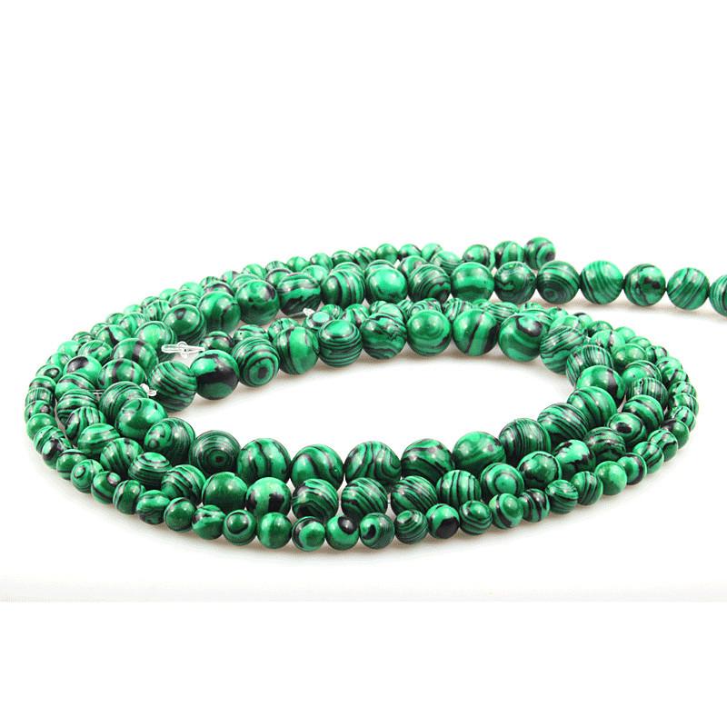 Synthetic Malachite Loose Beads for DIY Jewelry Accessories, Semi-Finished Round Beads, Green Malachite Beads