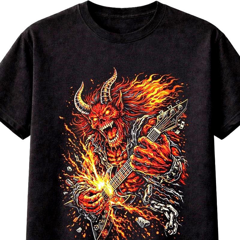Demon Guitar Rock Metal Graphic Unisex TShirt Heavy Metal Music S5XL S