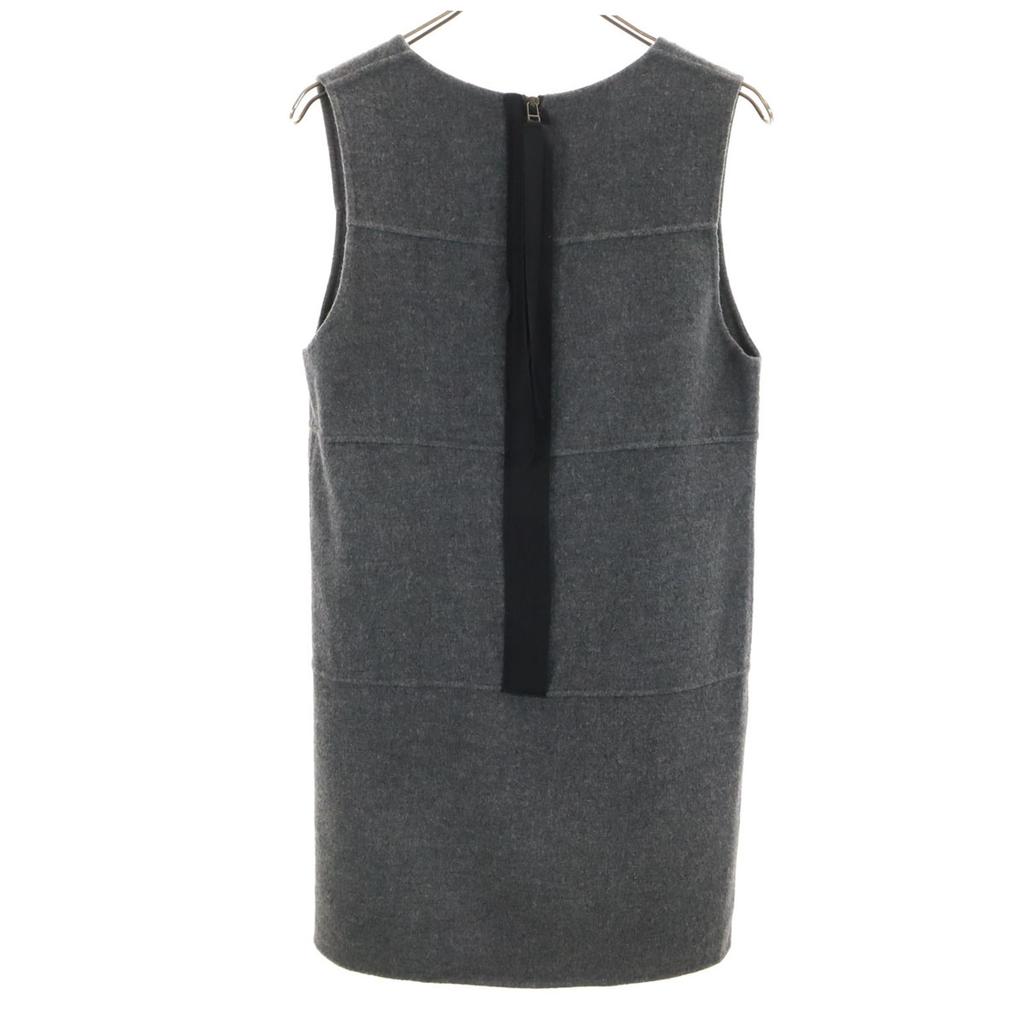 Lanvin Wool Blend No Sleeve V Neck One Piece 36 Gray Women Used