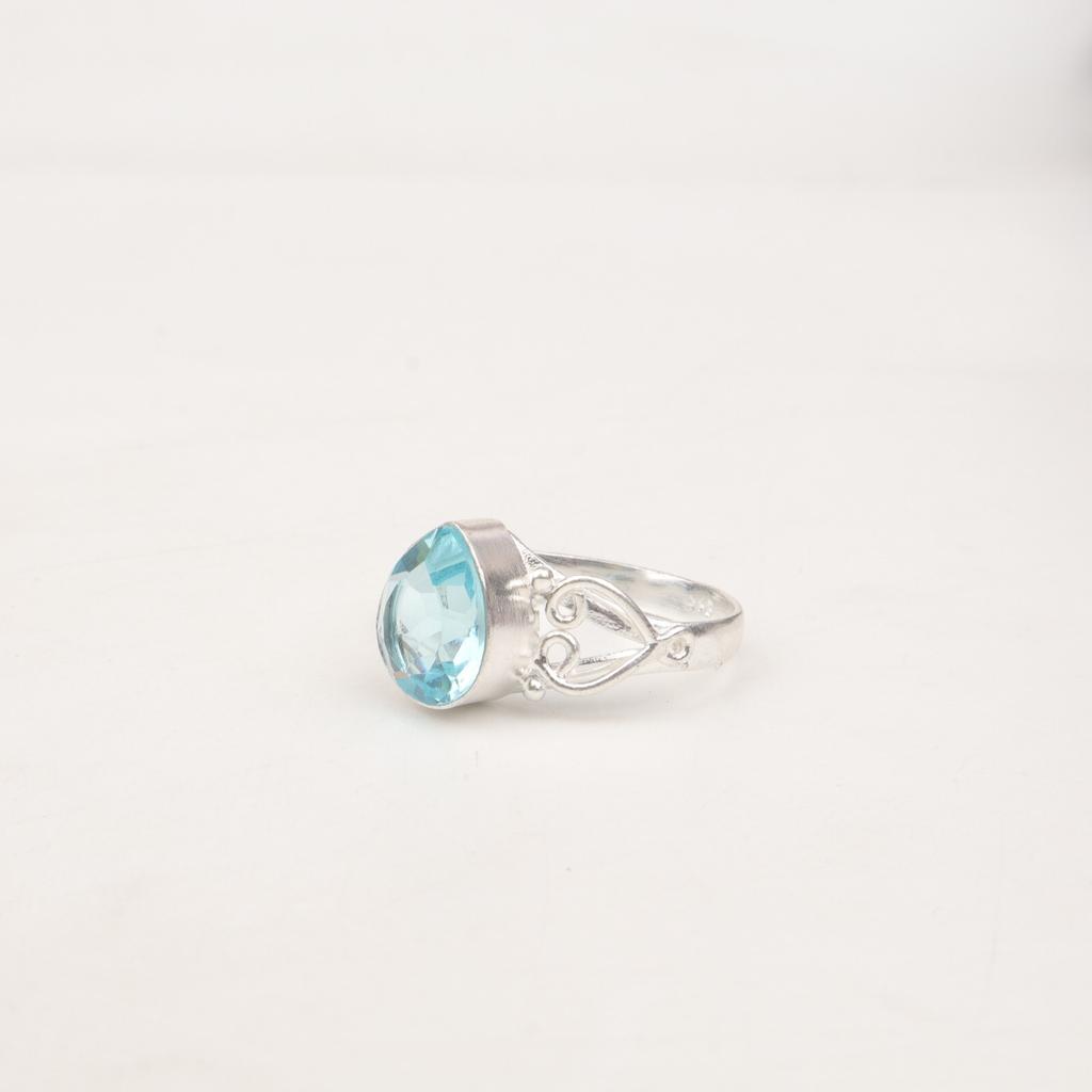 Sky Blue Topaz Gemstone 925 Sterling Silver Jewelry Handcrafted Engagement Ring RR-46-3