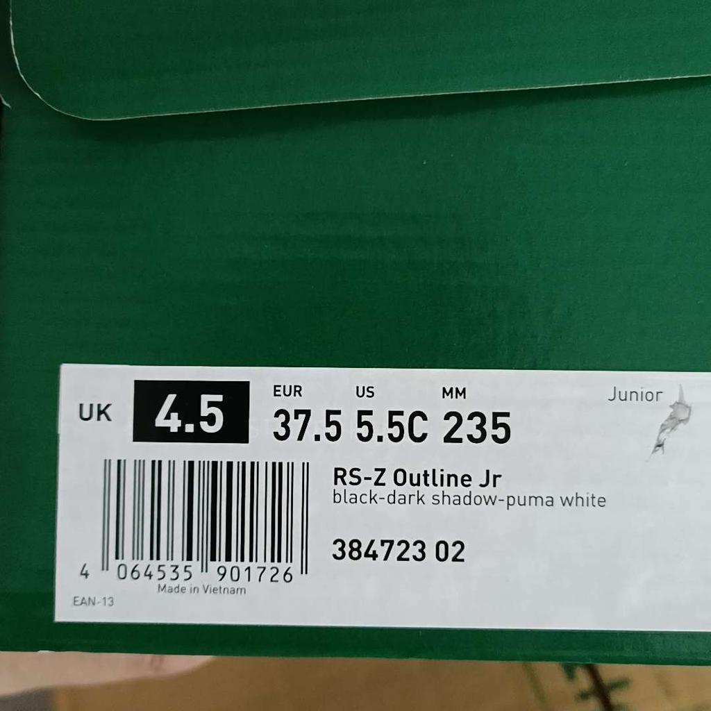 Puma Rs-Z Outline Versatile Comfortable Durable Low-Top Kids Casual Shoes Kids Casual Shoes Black Gray White 384723-02