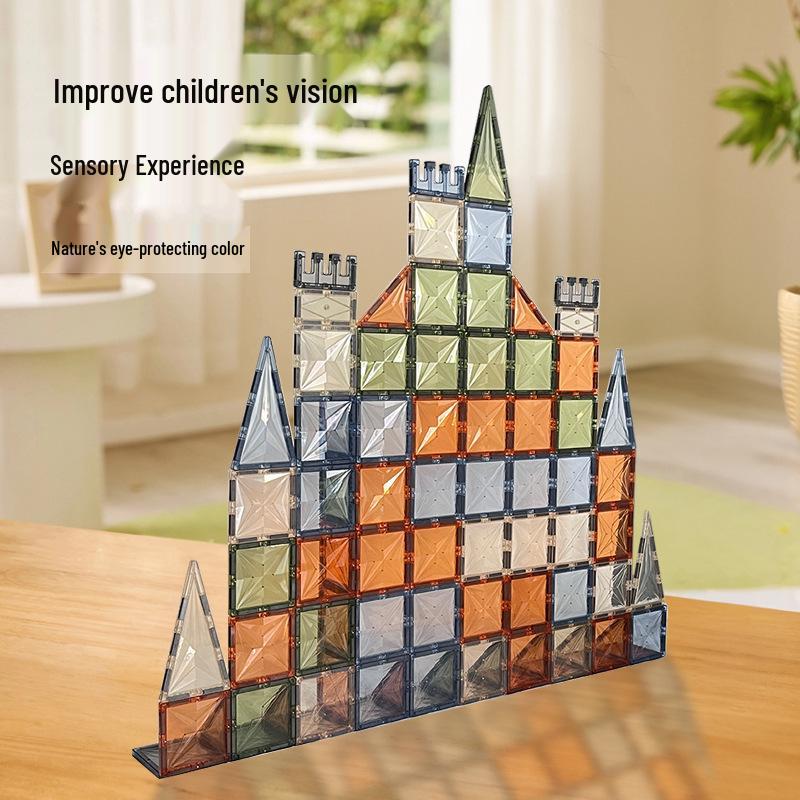 Large Nature Colors Stained Glass Magnetic Building Blocks for Castle Track Assembly