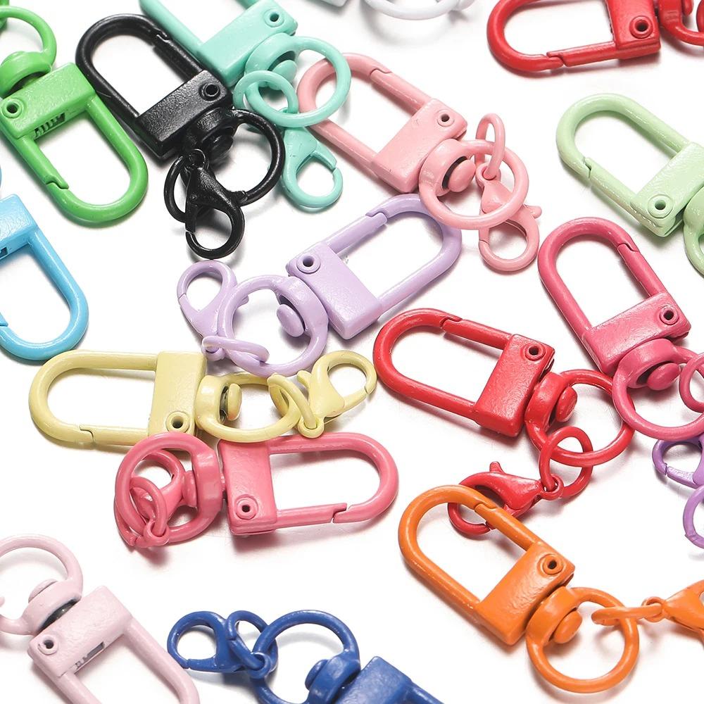 Colorful Lobster Clasp Hooks Keychain With Lobster Matel Clasps For DIY Jewelry Making Dog Buckle Neckalce Accessories 5-10pcs