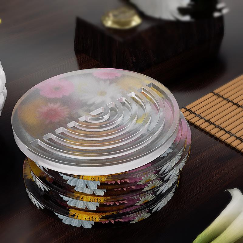 1pc Round Geometric Stripe Coaster Silicone Mold - Casting Molds for DIY Coaster Making, Clay Crafts, Jewelry Tray