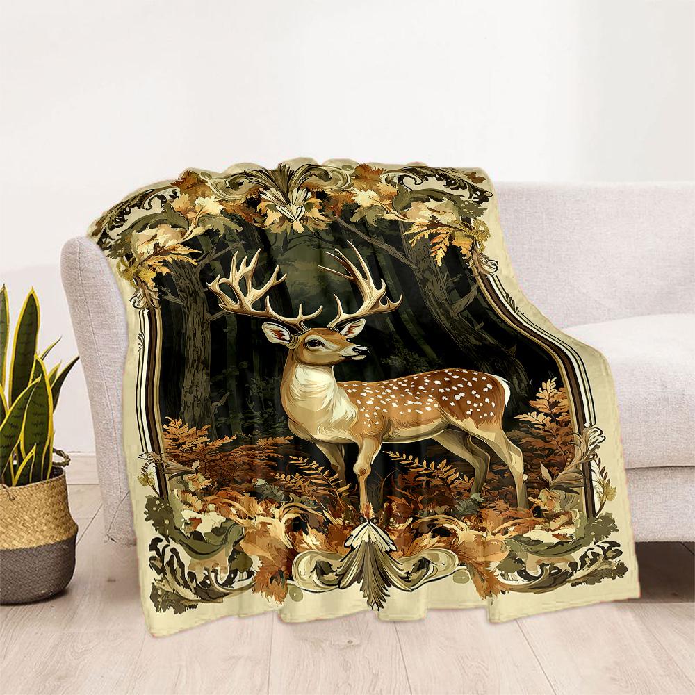 Hirsch im Wald Decken eignen sich für Wohnzimmer, Schlafzimmer, Camping und andere Orte und sind somit eine ideale Wahl für Geschenke.