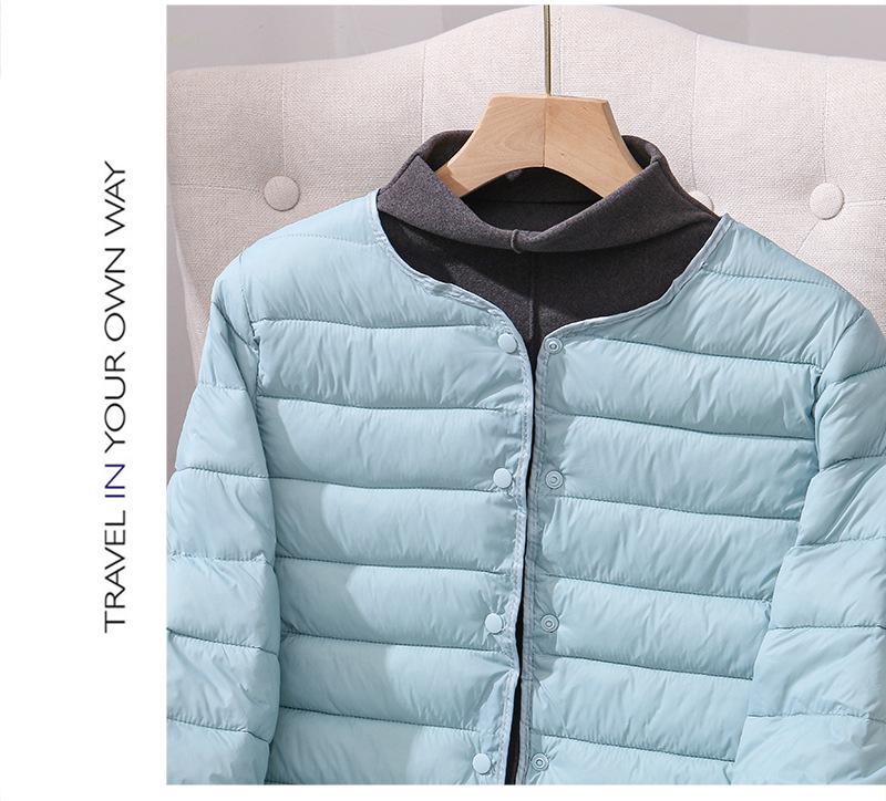 2025 Women's Lightweight Down Jacket: Short Style, Two-Way Round/V-Neck, Perfect for Autumn & Winter