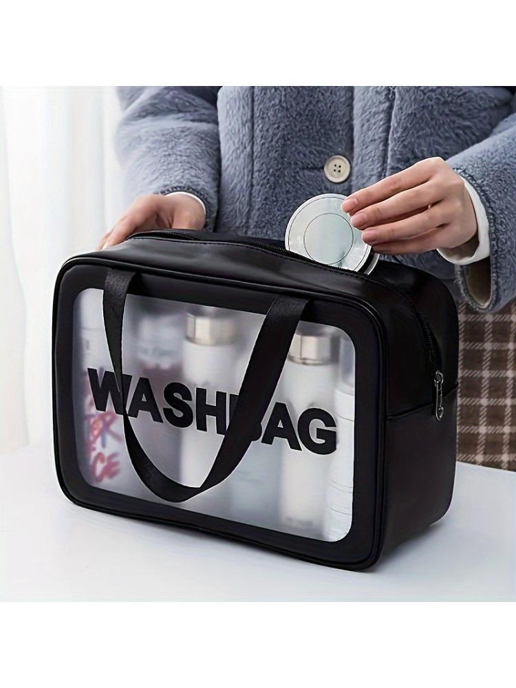 Large Waterproof Toiletry Bag - Transparent PVC Travel Cosmetic Organizer -Women'S Handbag, Holiday Gift, Durable Zipper Closure