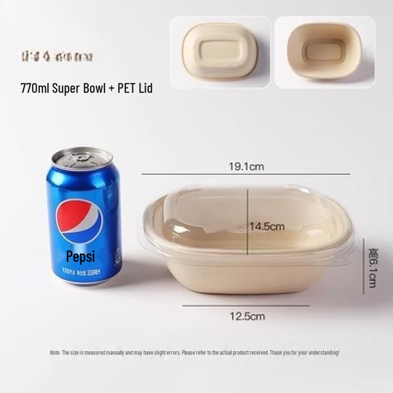 

Disposable Hexagonal Pulp Bowls with Transparent Lids, 770ml, 100-Pack
