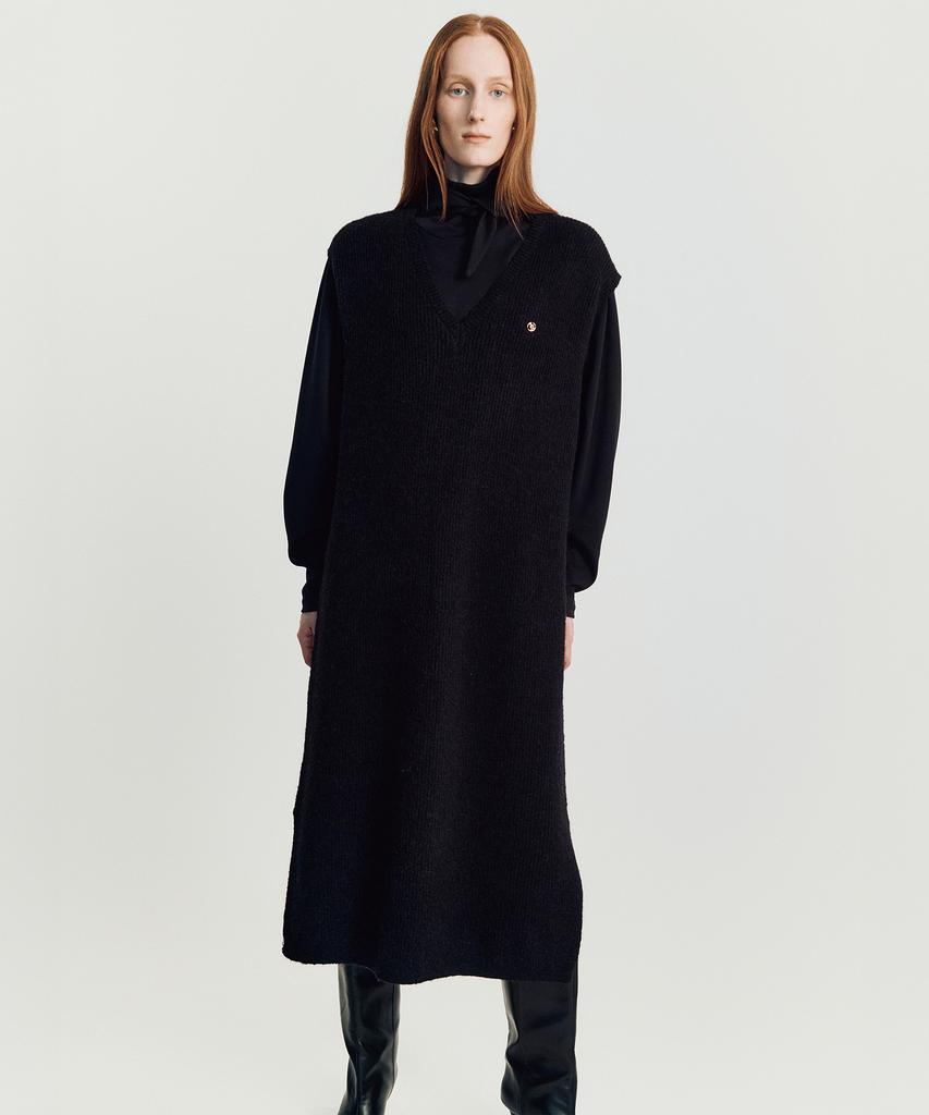 Meibeoyu Volodina Knit Long Vest _ Black